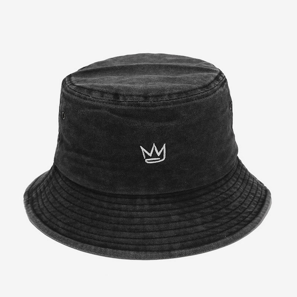 Crown Embroidered Fisherman Hat Washed Cotton Vintage Distressed - enhanced image 5