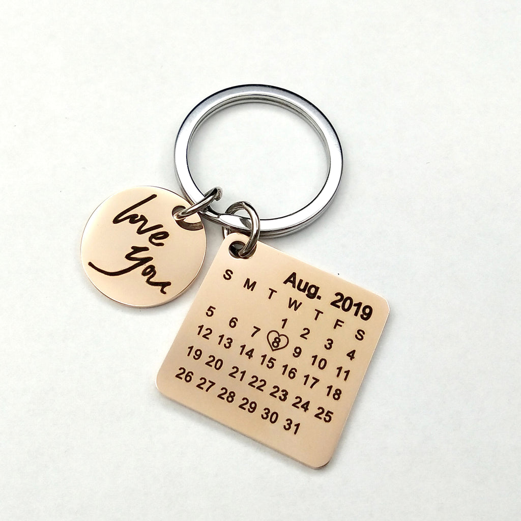 Custom DIY Personalized Calendar Keychain – Stainless Steel Engraved Date Pendant - enhanced image 5