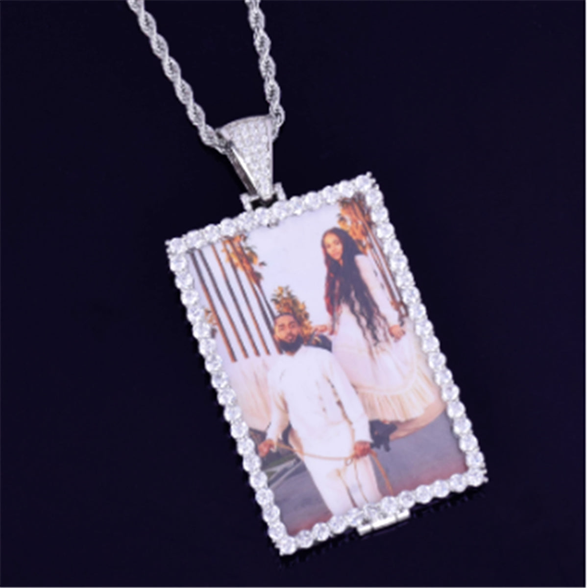 Custom Made Photo Squar Medallions Necklace - enhanced image 5