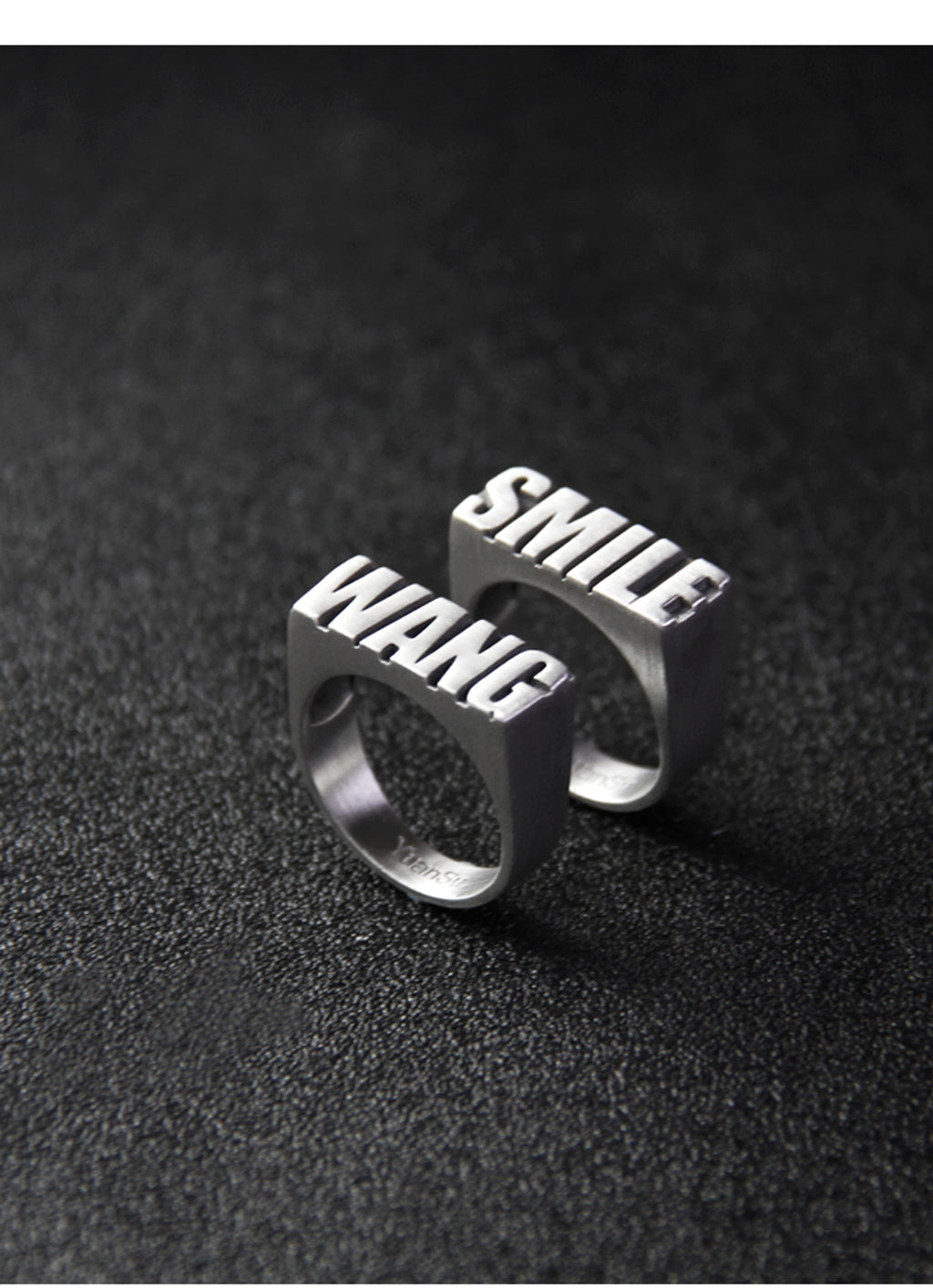 Personalized Sterling Silver Couple Rings – Custom Engraved Alphabet Rings - enhanced image 5