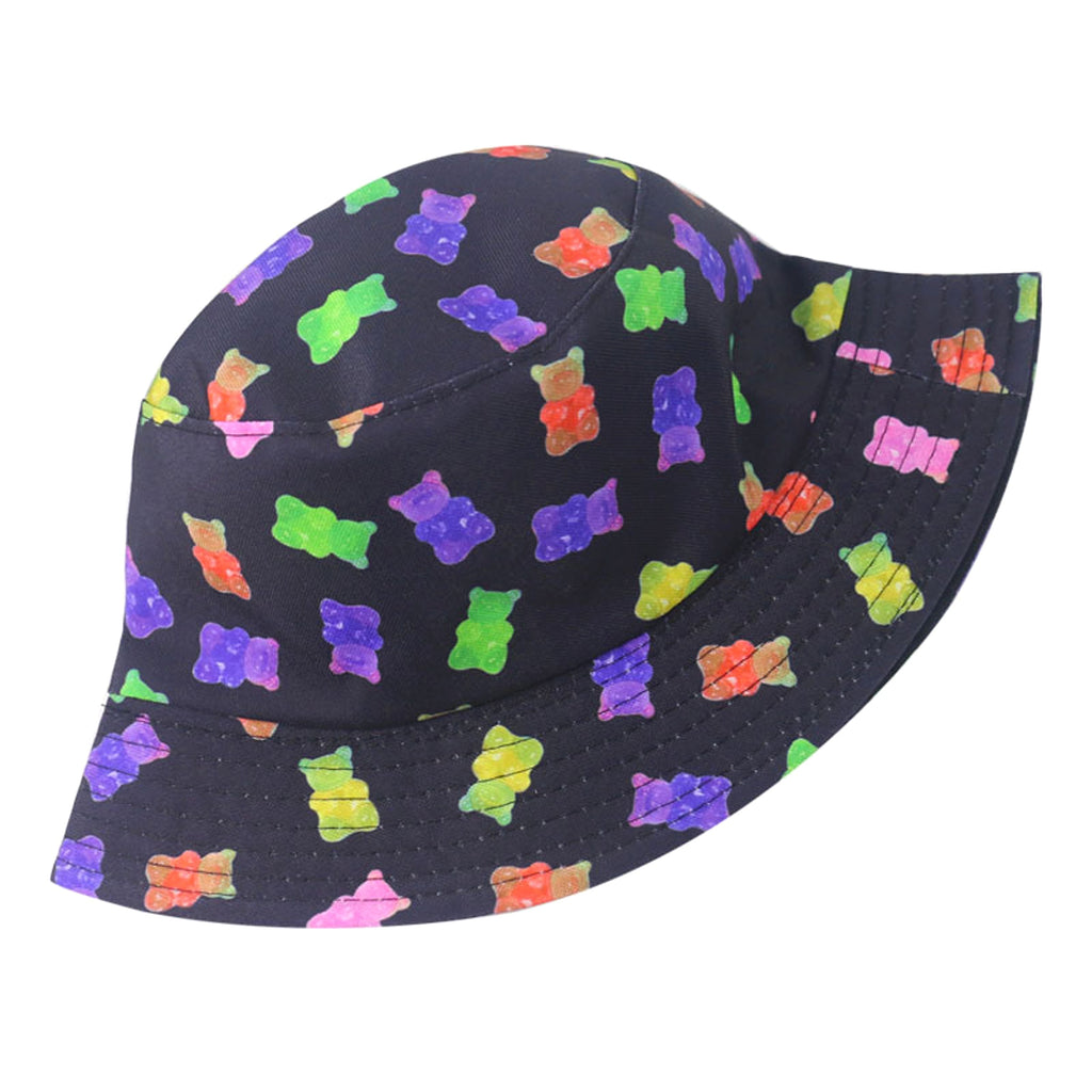 Cute cartoon color bear print fisherman hat - enhanced image 5