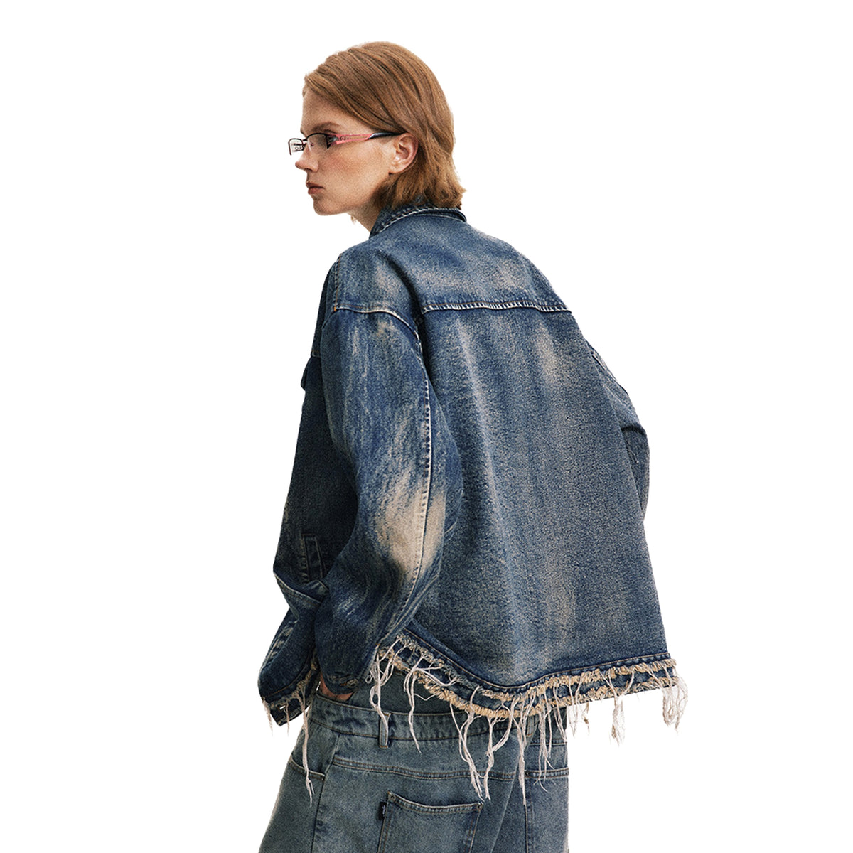 Denim Cargo Pants Jacket Men And Women Heavy Industry Washed And Worn - enhanced image 5