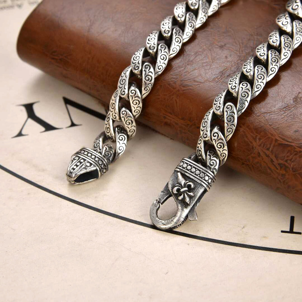 Domineering Retro Double Chinese Dragon Heads Bracelet - enhanced image 5