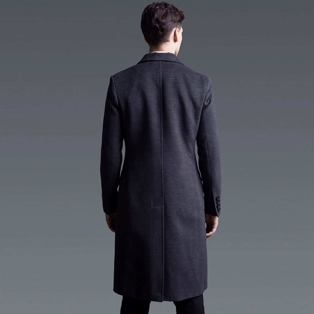 Double Breasted Long Sleeve Long Cashmere Trench Coat Large Size - enhanced image 5