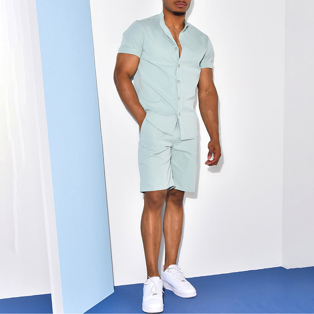 DressShirt Short Sleeve Two-piece Suit For Men - enhanced image 5