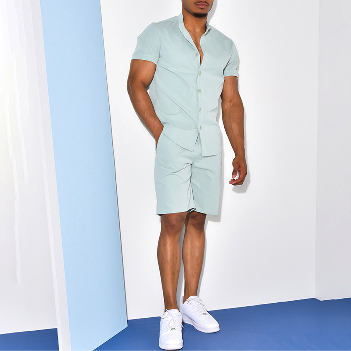 DressShirt Short Sleeve Two-piece Suit For Men - enhanced image 5