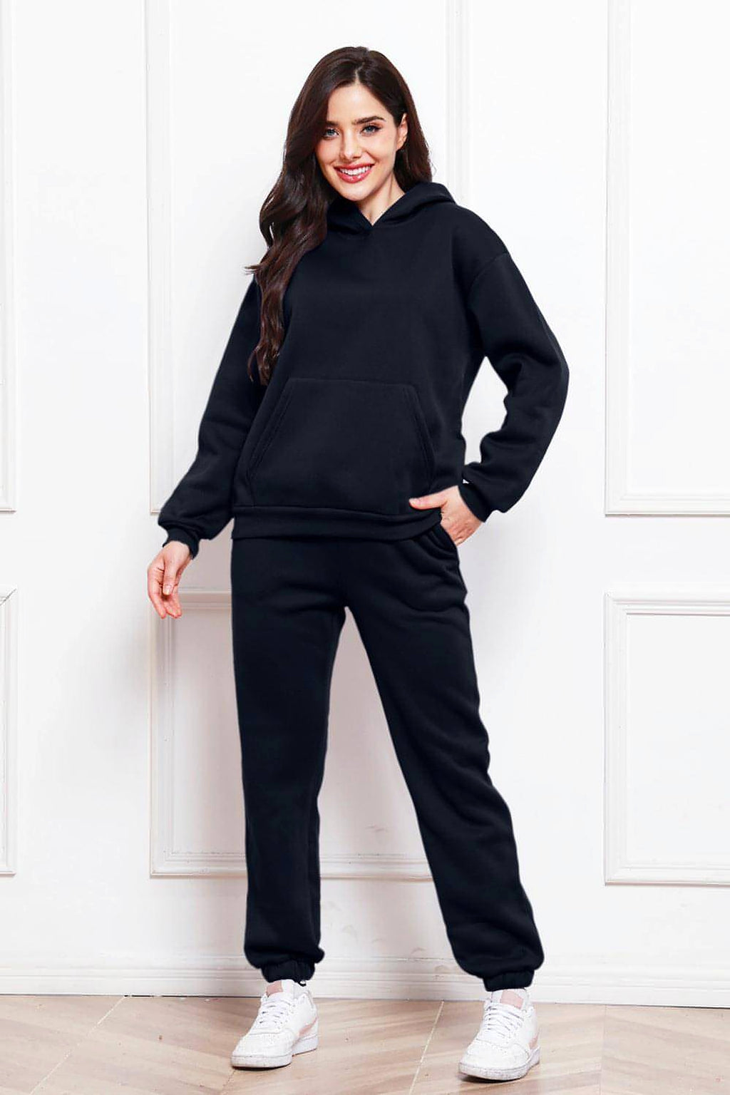 Drop Shoulder Long Sleeve Hoodie and Pants Set - enhanced image 5