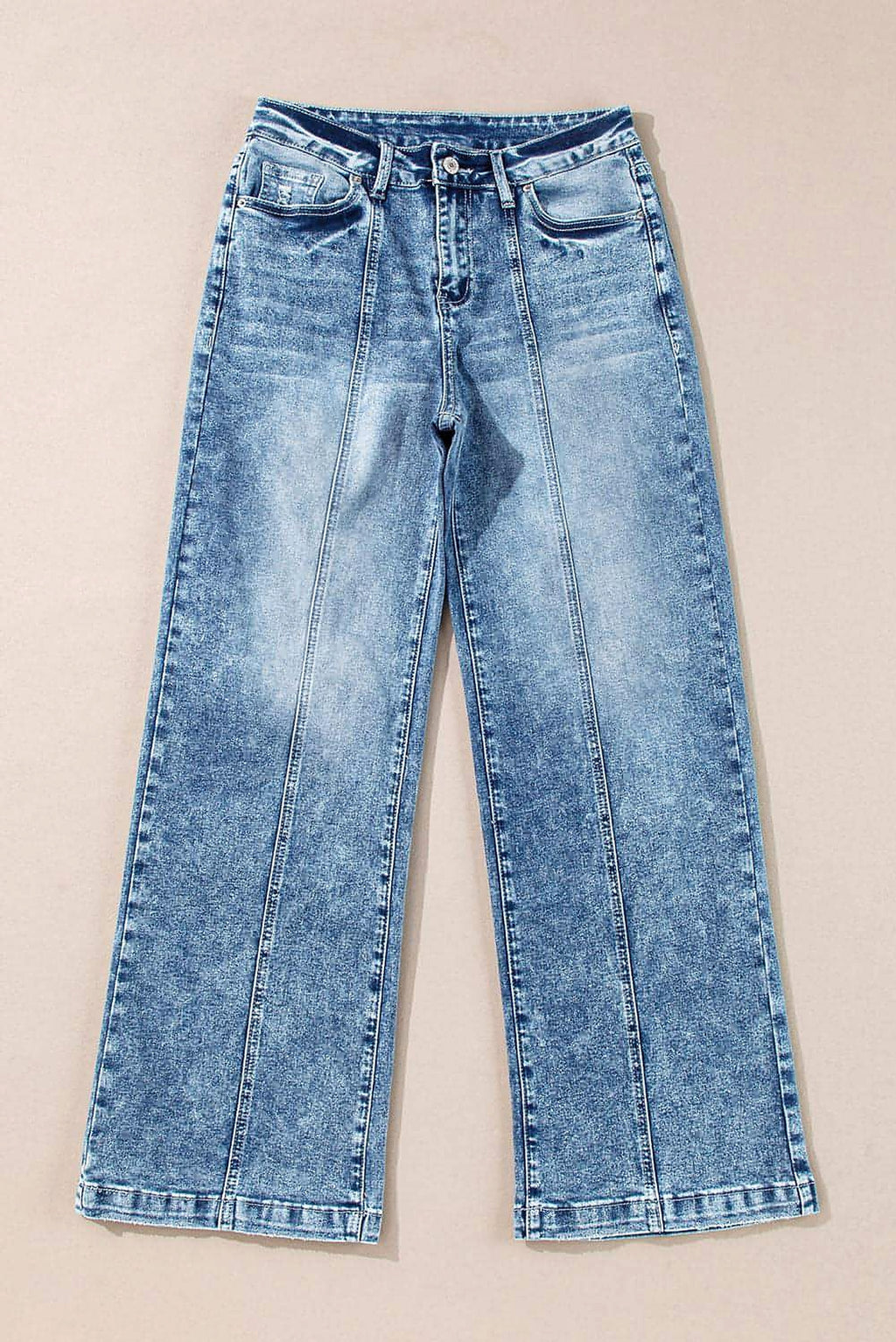 Dusk Blue Central Seamed Wide Leg High Waist Jeans - enhanced image 5