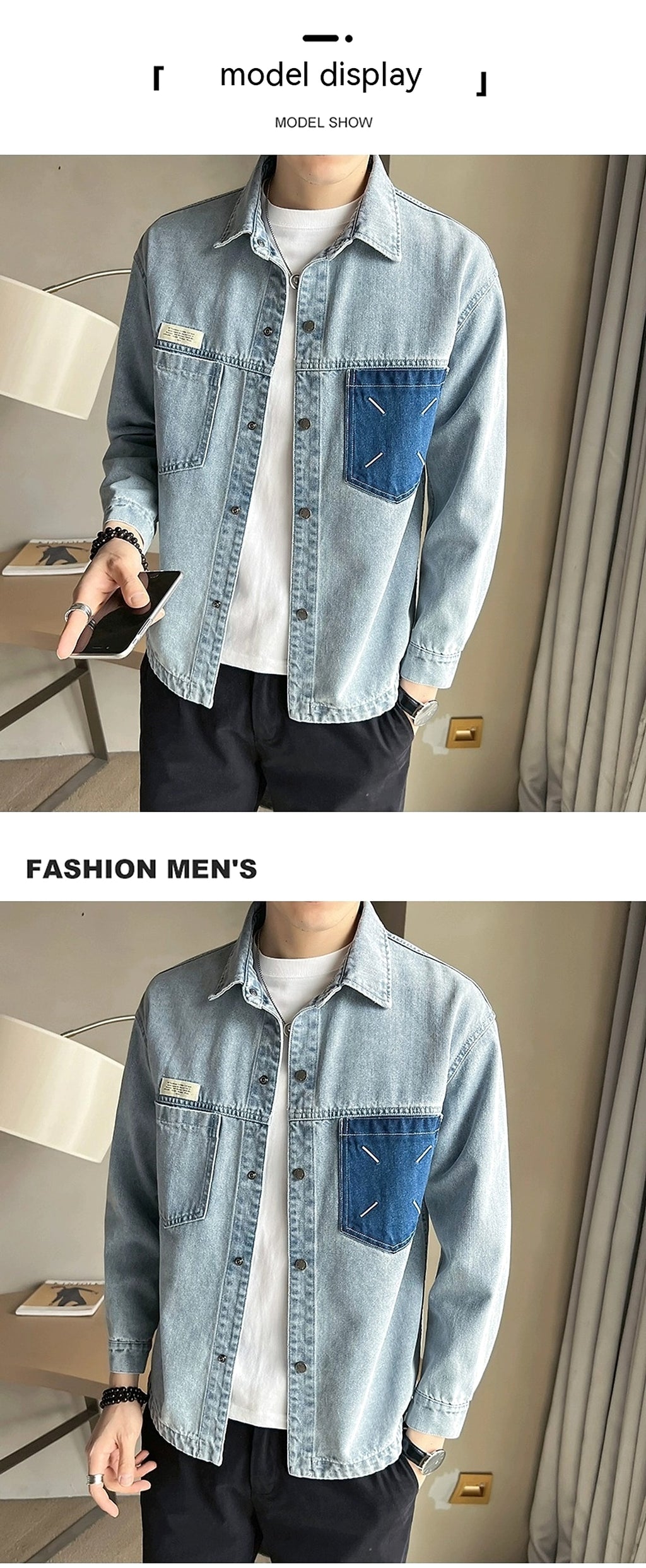 Fashion Brand Denim DressShirt - enhanced image 5