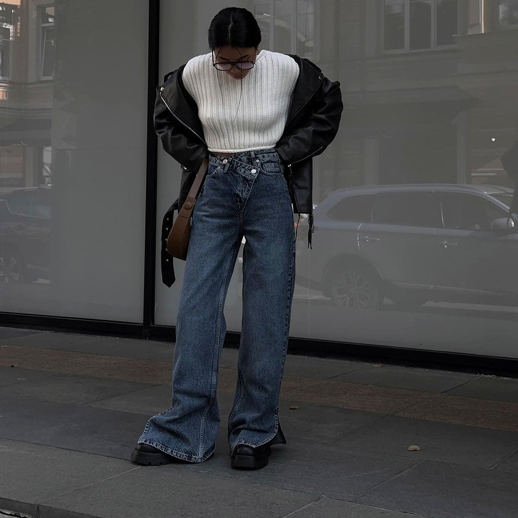 Fashion Personality Dislocation Jeans For Women - enhanced image 5