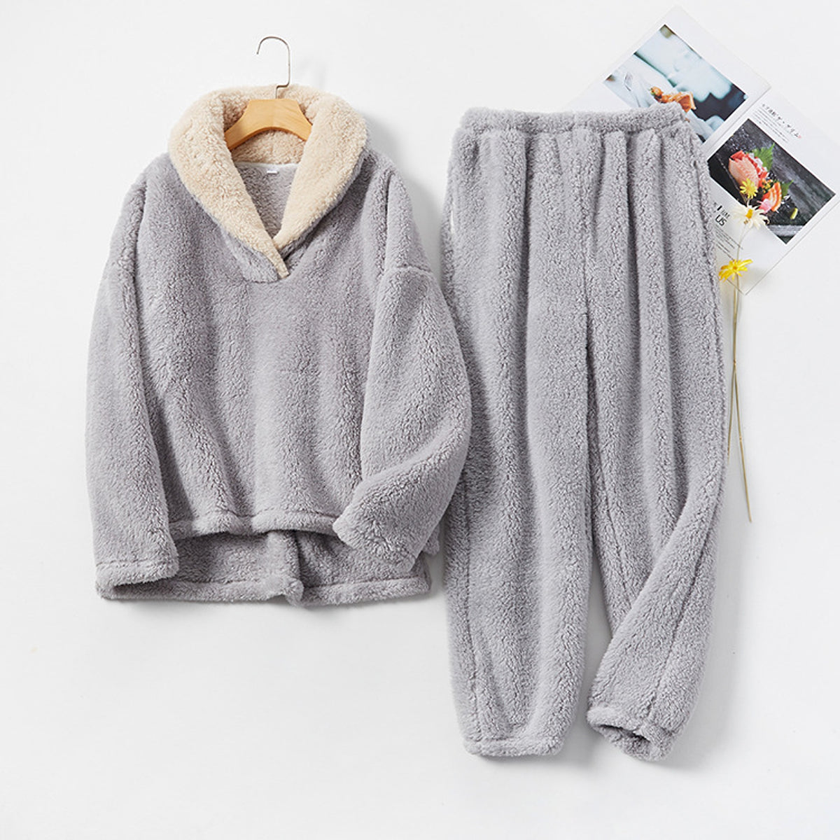 Flannel Pajamas Pajamas Set Thickening Couples Home Service - enhanced image 5