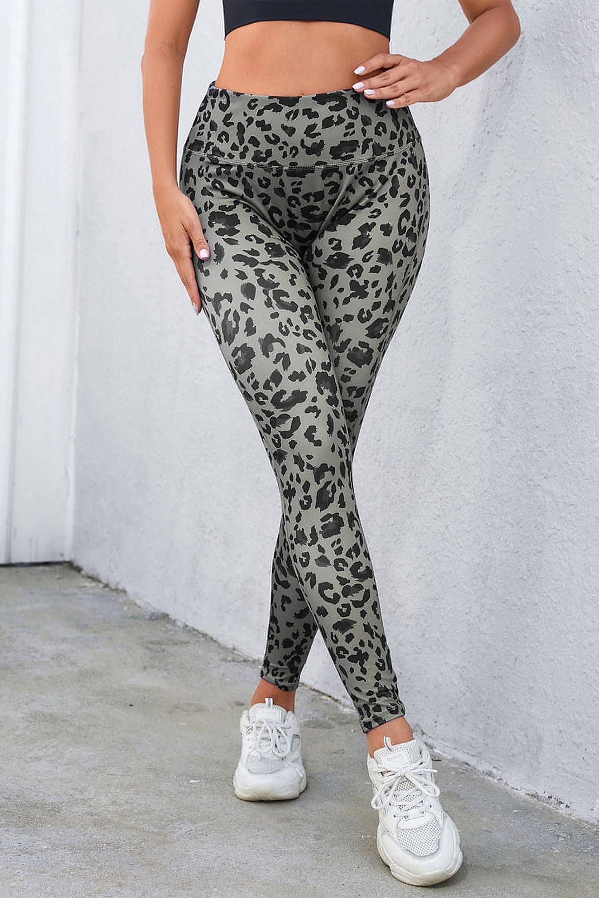 Gray Classic Leopard Print Active Leggings - enhanced image 5