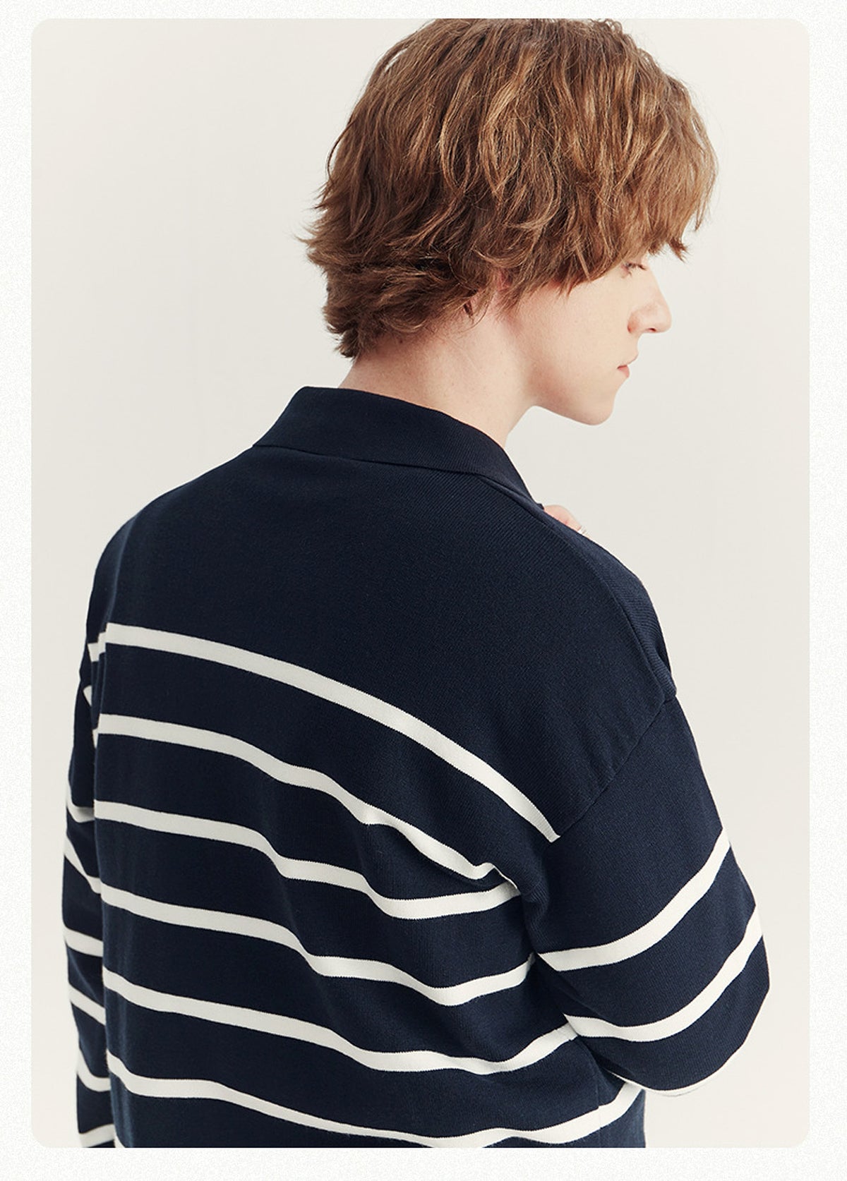 High-grade Loose Contrast Color Striped Sweater Long Sleeve Inner Wear Sweater For Men - enhanced image 5