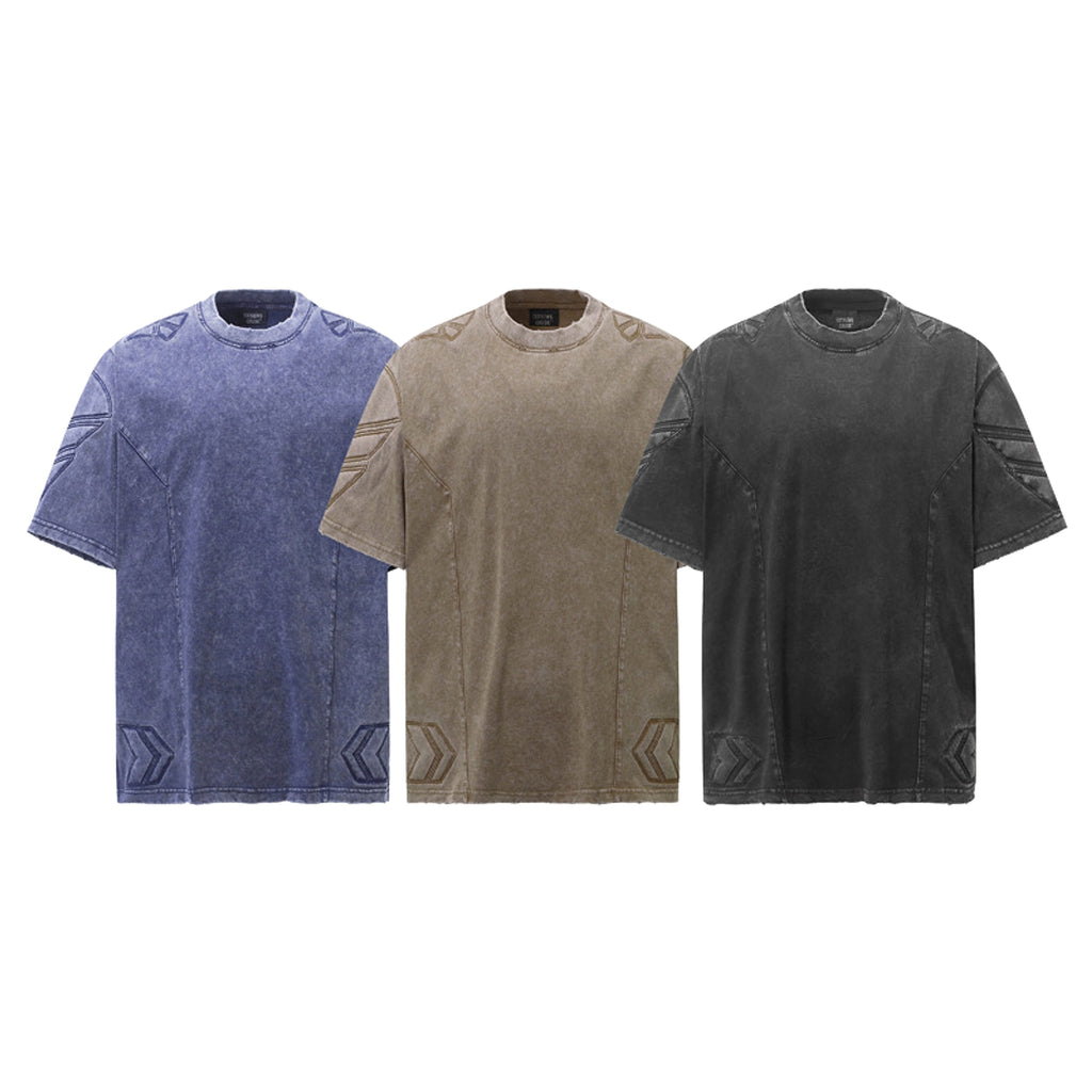 High Street Retro Washed Distressed Deconstruction Stitching Short Sleeve - enhanced image 5