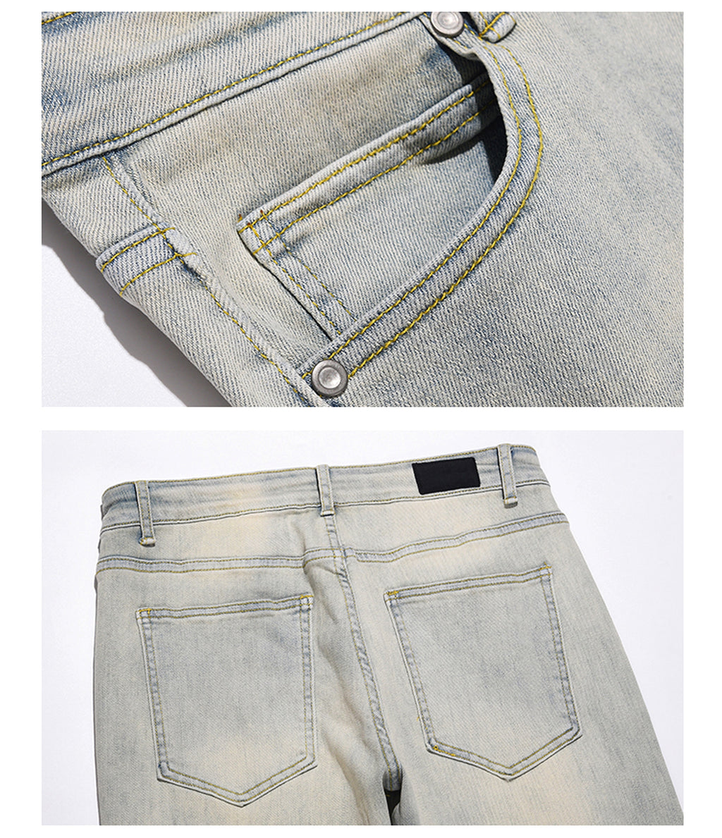 High Street Yellow Mud Washed And Distressed Men's Casual Pants - enhanced image 5