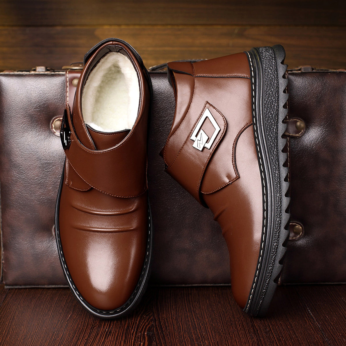 High-top shoes plus cashmere men's shoes - enhanced image 5