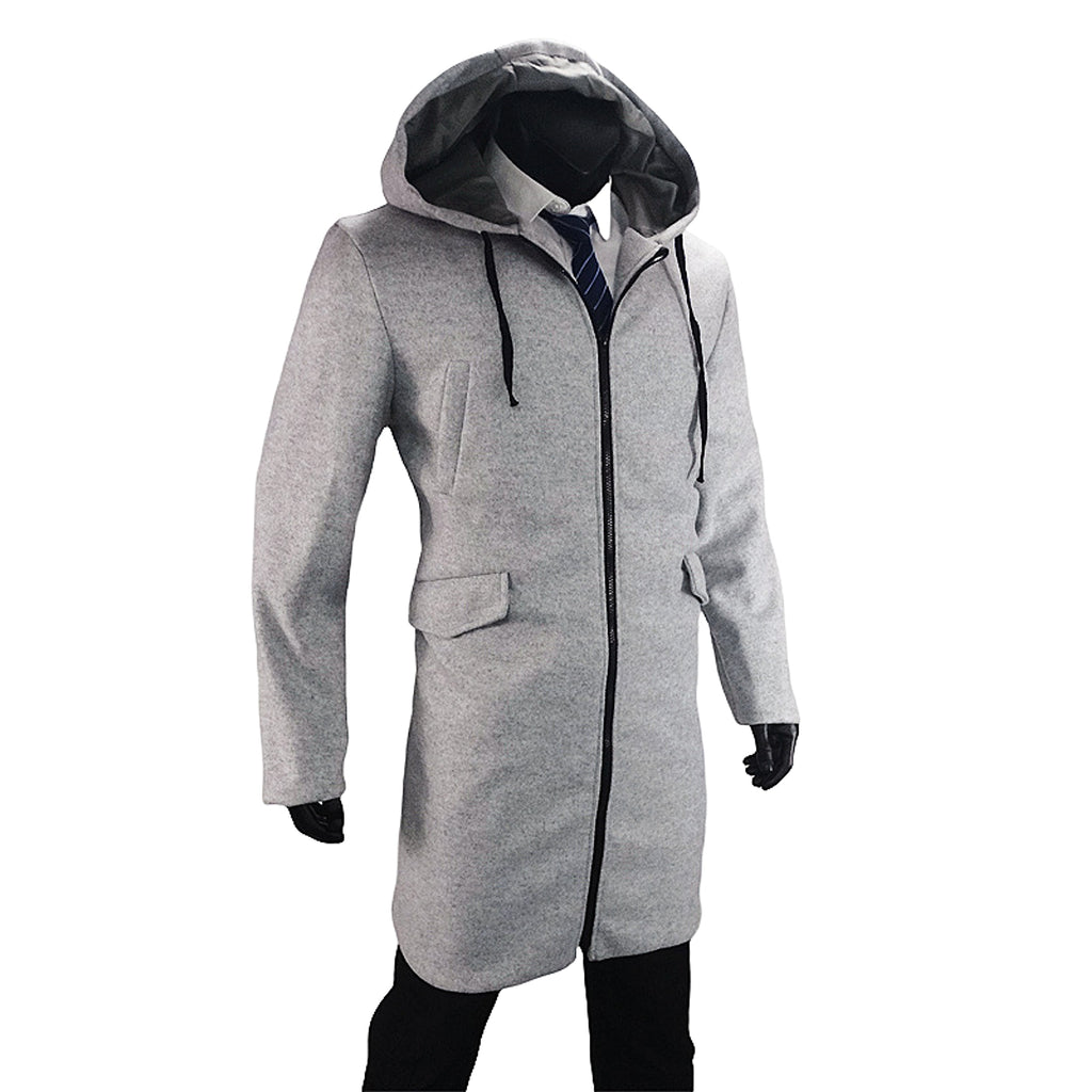 Hooded Jacket Single Zipper Cardigan Woolen Men's Coat - enhanced image 5
