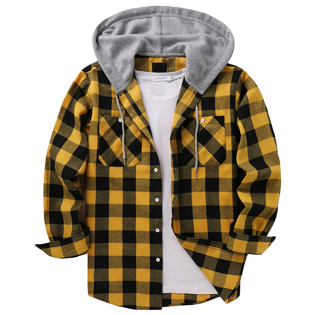 Hooded Plaid Shirt Men's Casual - enhanced image 5
