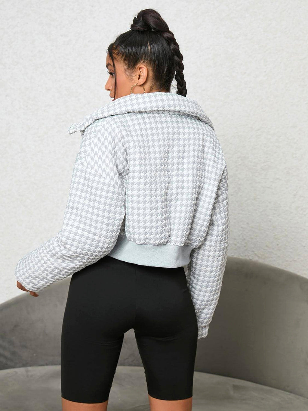 Houndstooth Zip-Up Jacket - enhanced image 5