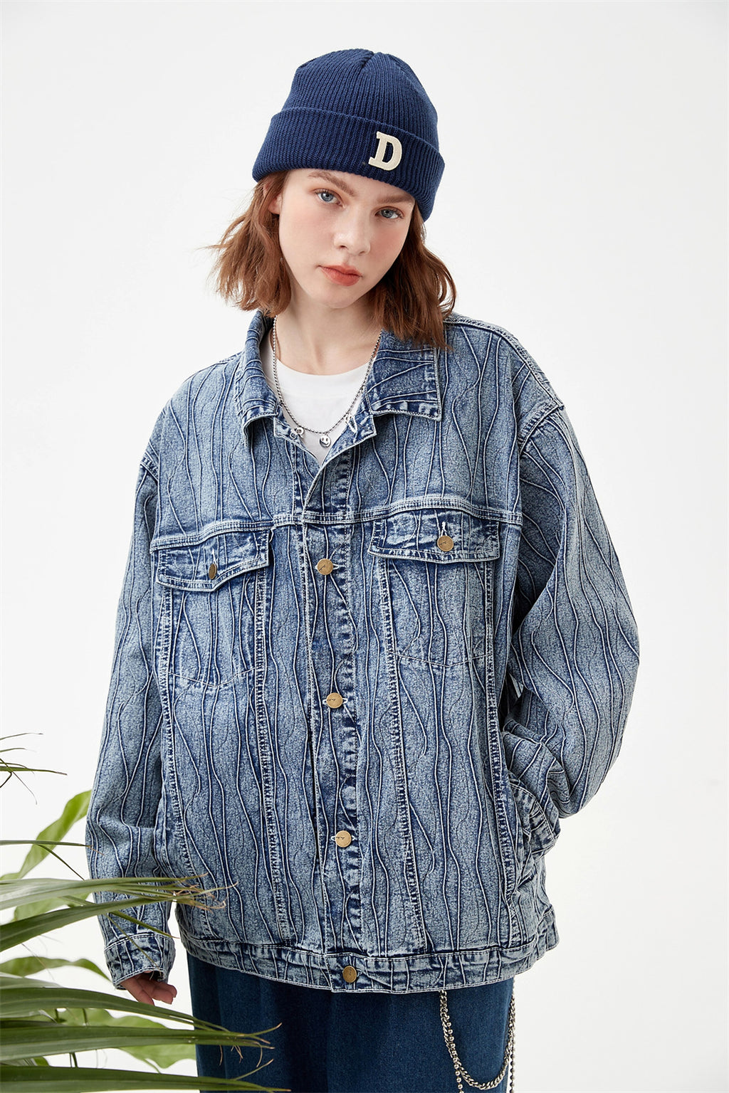 Jacquard Stone Washed Denim Jacket For Men And Women - enhanced image 5