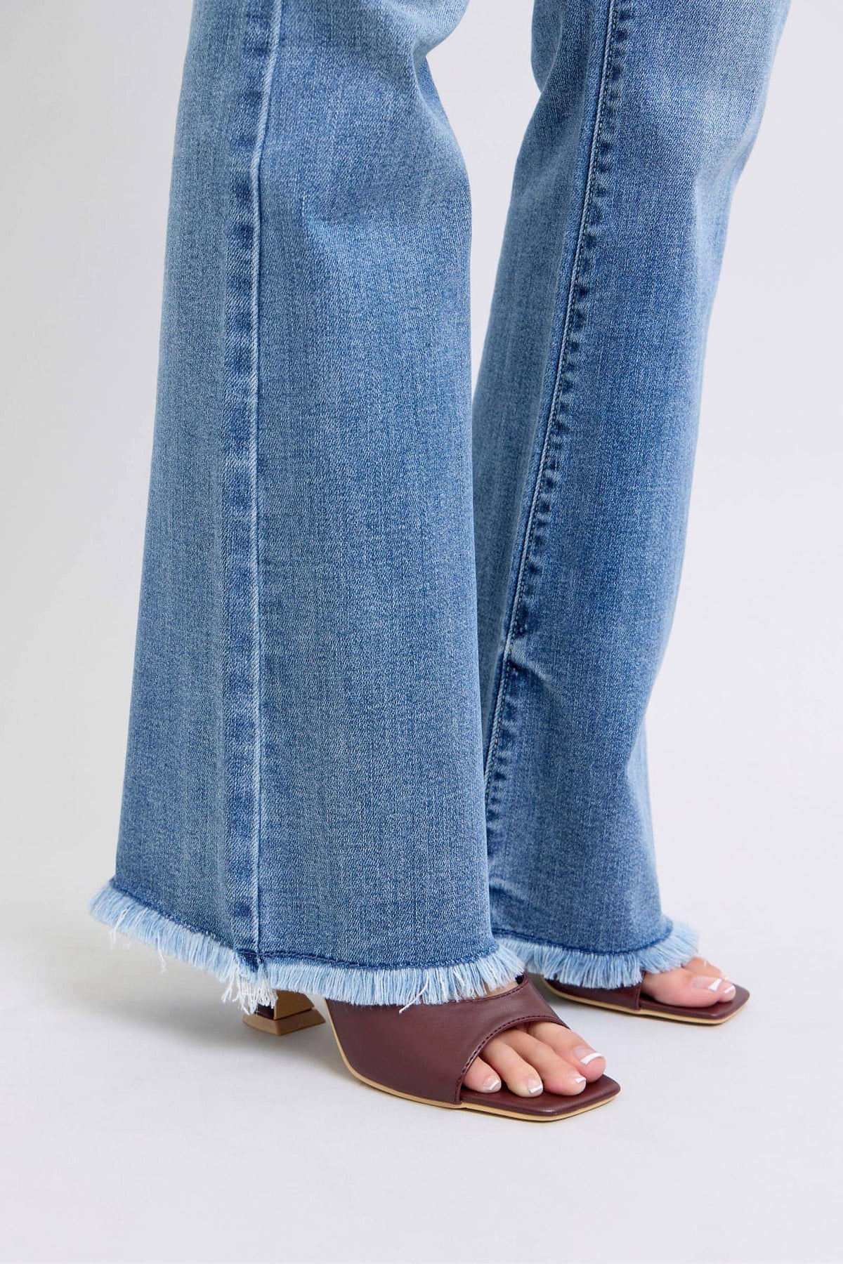 Judy Blue Full Size Raw Hem High Rise Bootcut Jeans - enhanced image 5