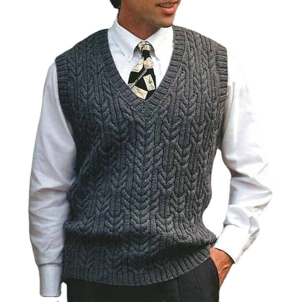 Knitted Vest V-neck Sweater Solid Color Casual - enhanced image 5