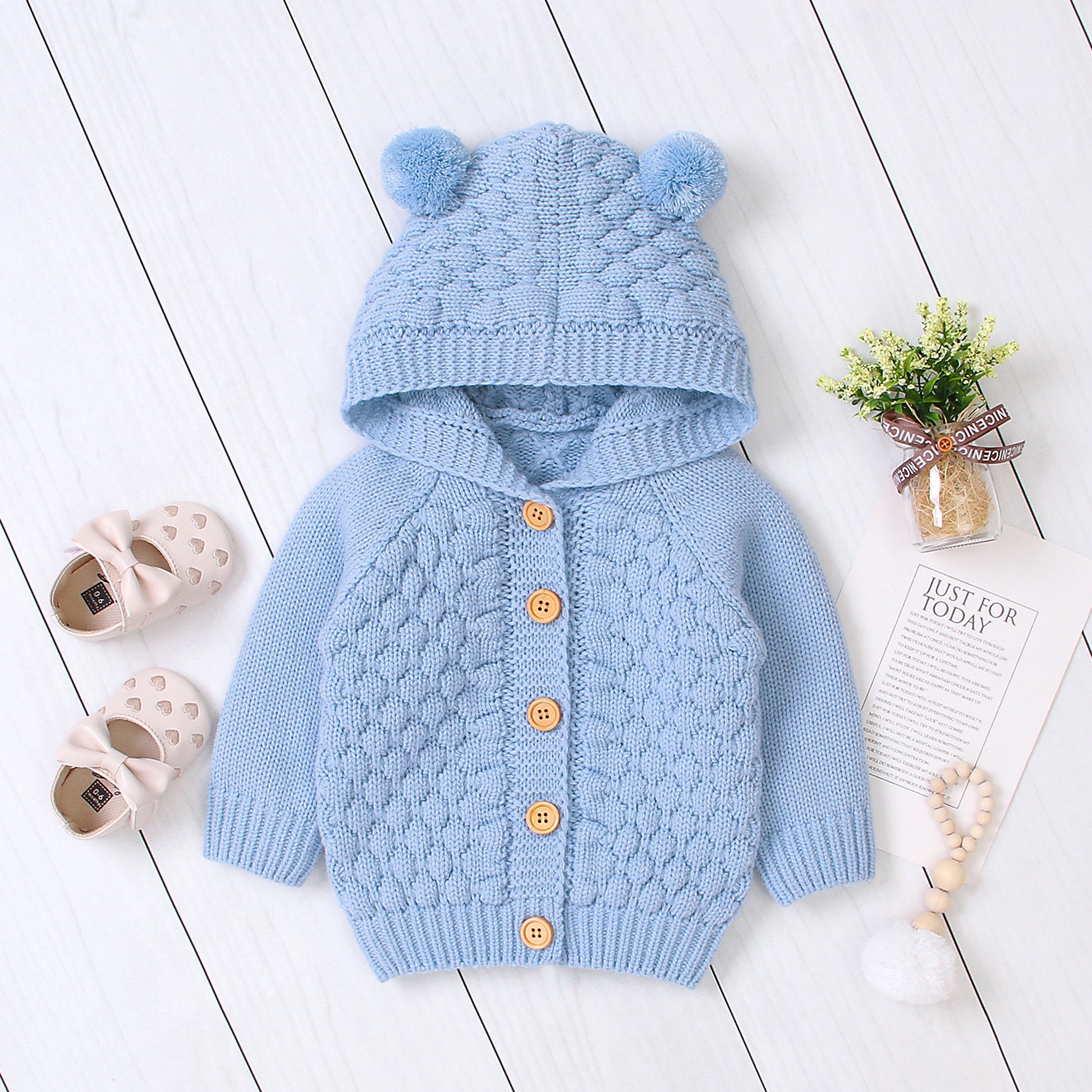 KuschelGlöckchen™ – Hooded Knit Jacket with Pom-Pom - enhanced image 5