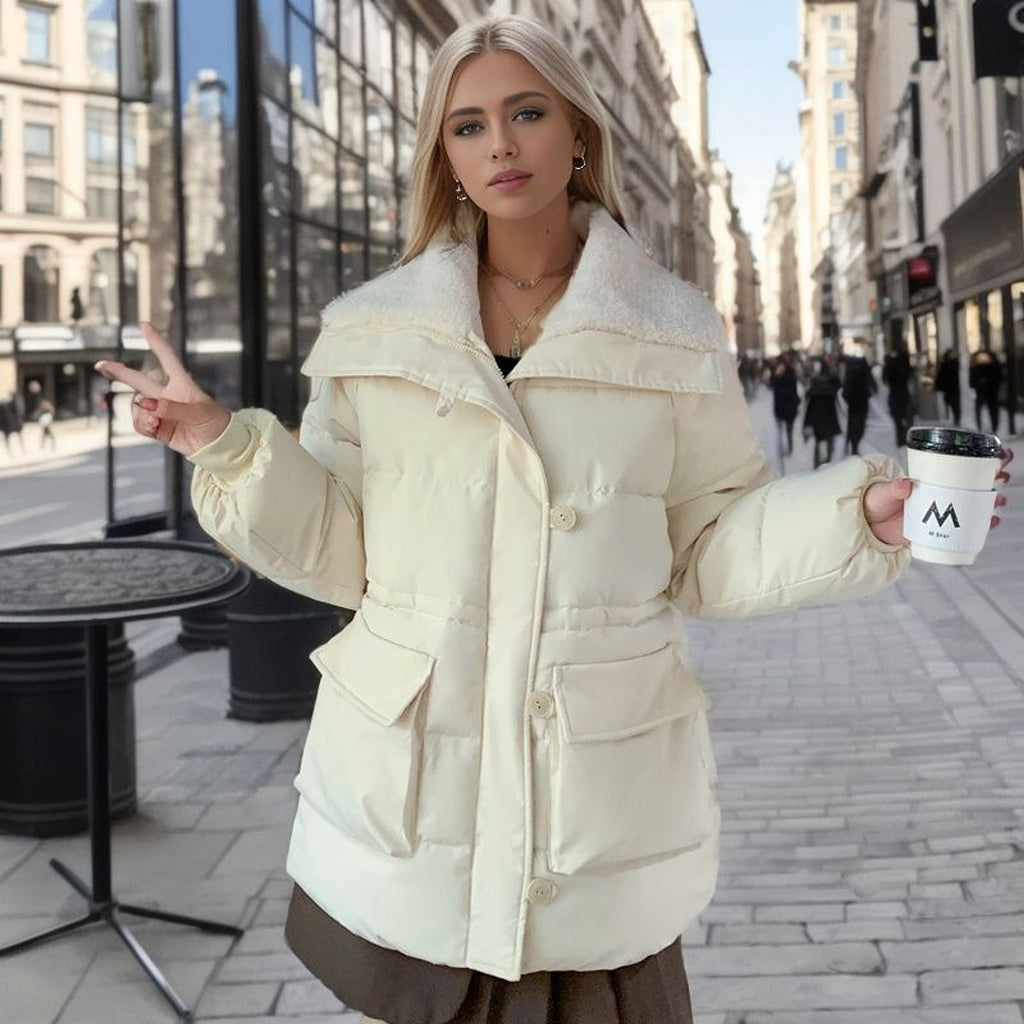Large Lapel Down Jacket For Women - enhanced image 5