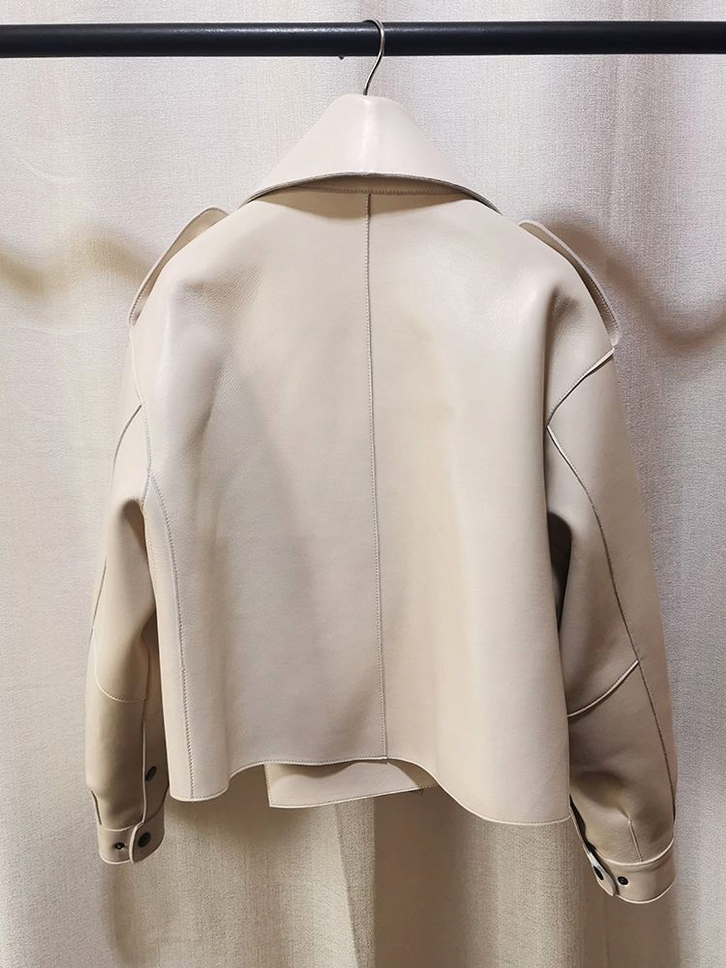 Leather Jacket Women New Outerwear Large Retro - enhanced image 5