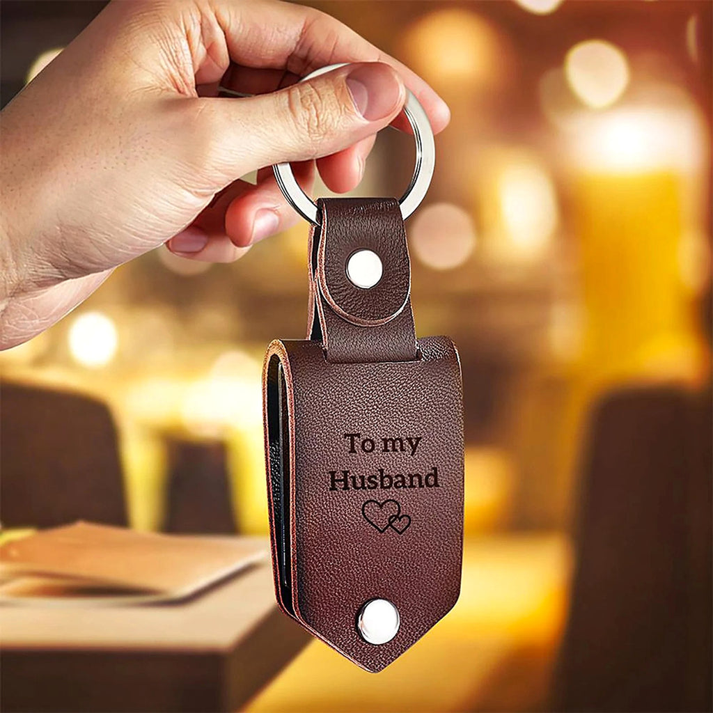 Personalized Leather Photo Keychain – Custom UV Color Printed Keyring - enhanced image 5