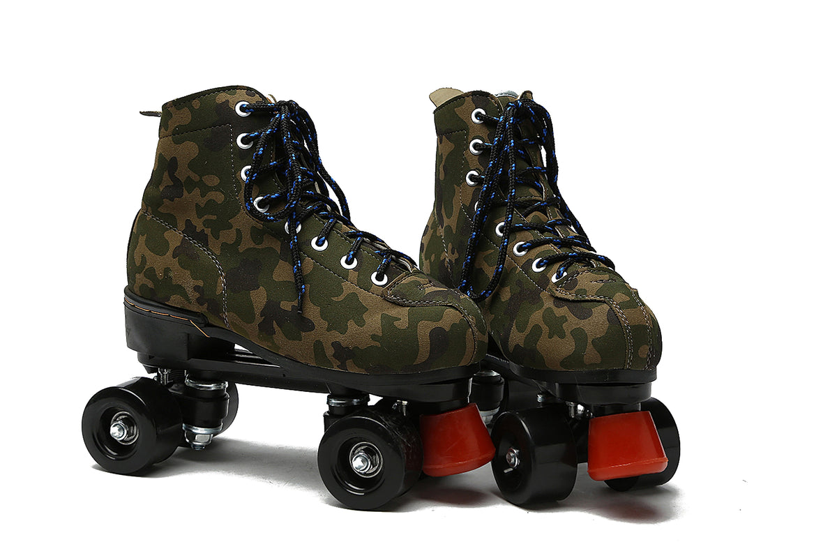 Leather Roller Blades Skates Camouflage Sneakers Flash Rollers - enhanced image 5