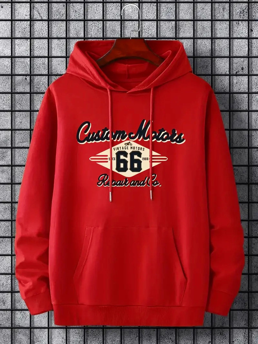 Letter Number 66 Printed Casual Hooded Pullover Sweater Mem - enhanced image 5