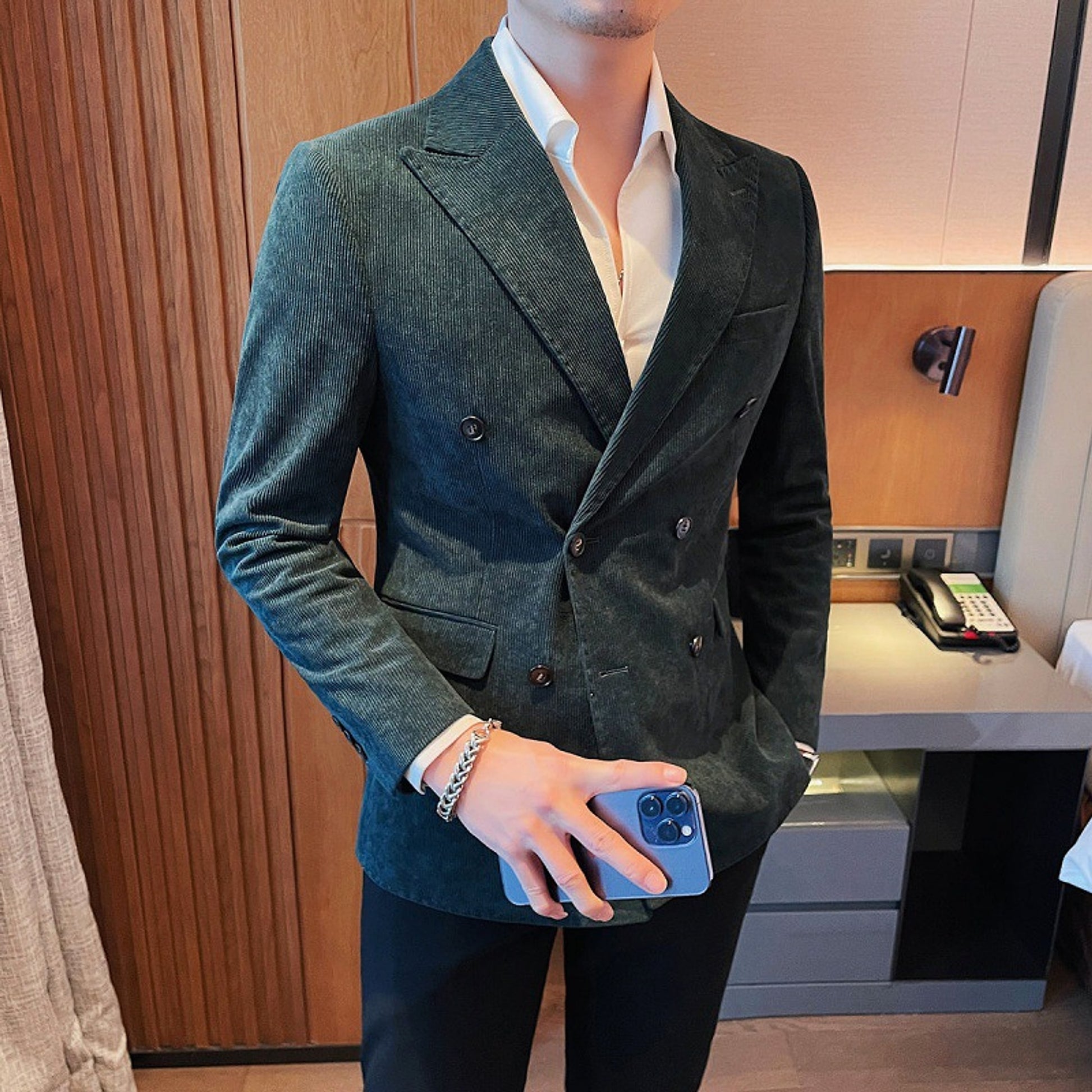 Light Luxury Corduroy Suit Jacket Autumn And Winter Double Breasted Casual - enhanced image 5