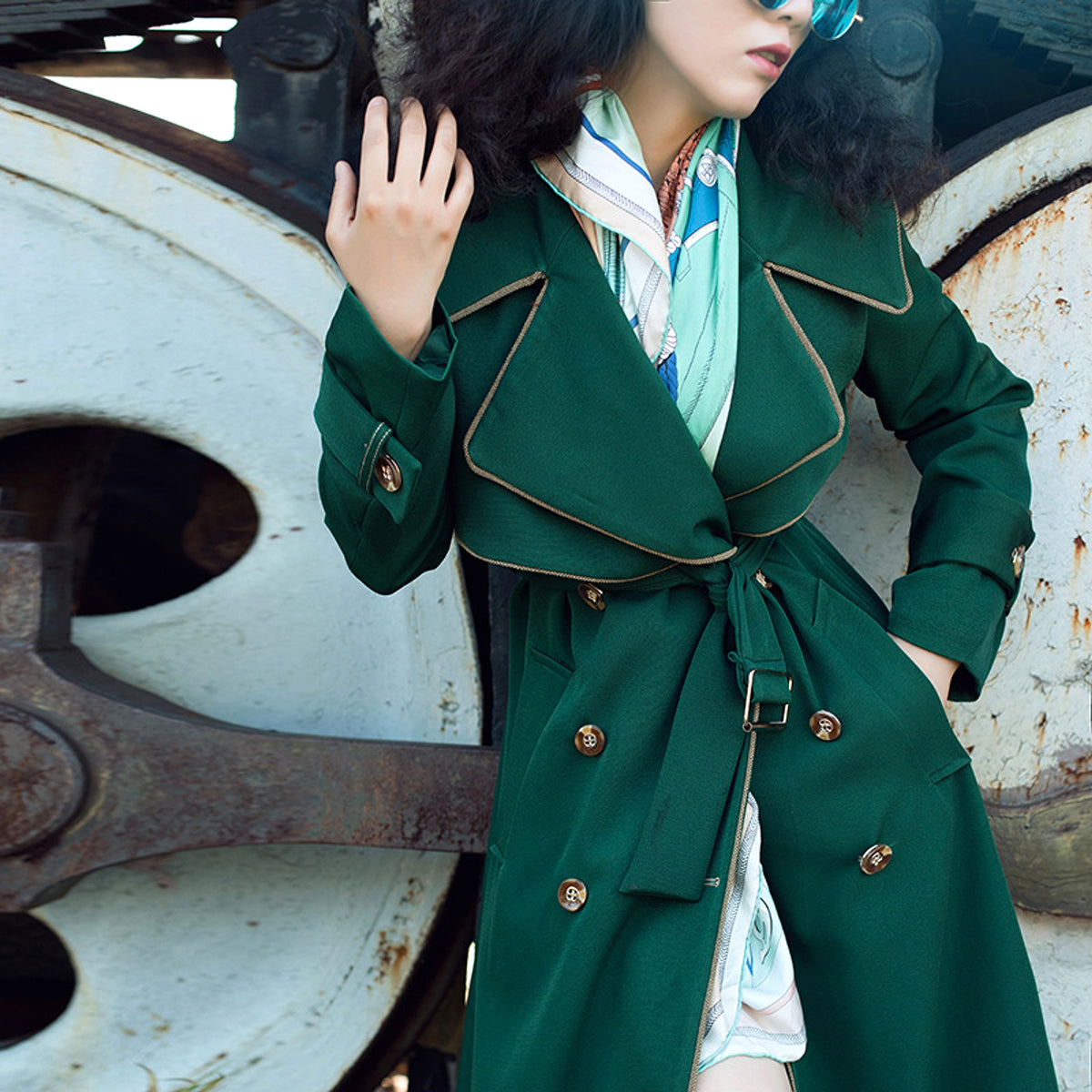 Long Coat Temperament British Style Double Breasted - enhanced image 5