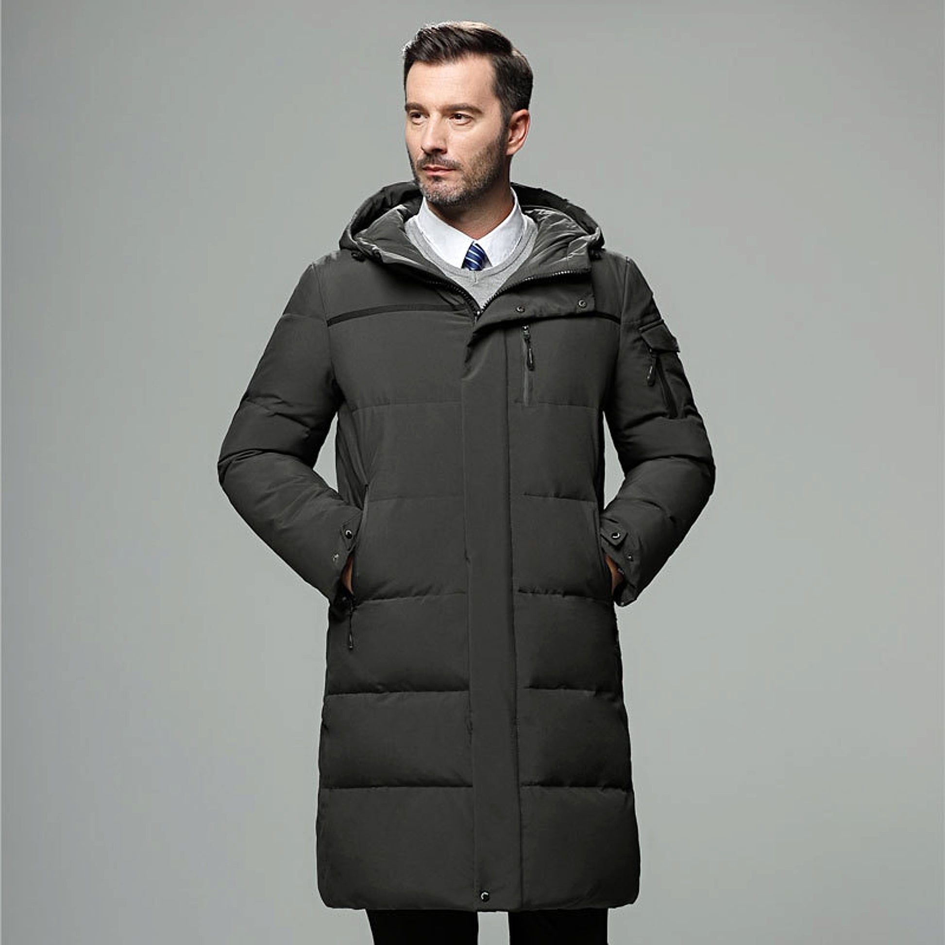 Long padded down jacket for men - enhanced image 5