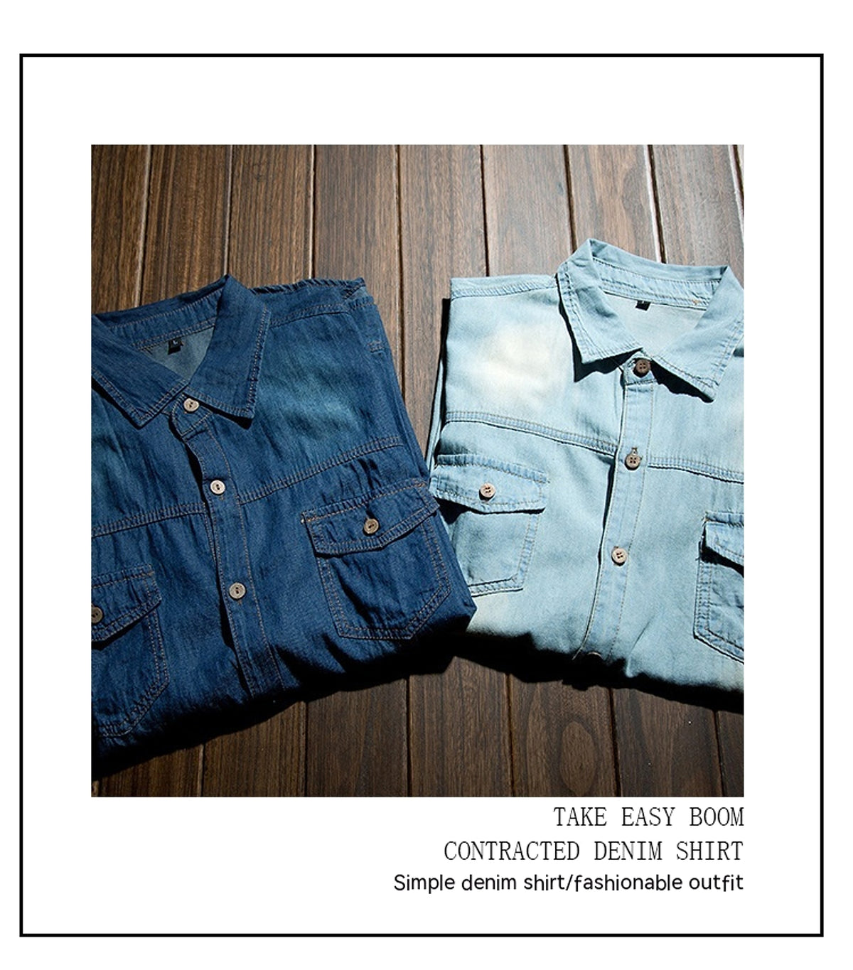 Long Sleeve Denim DressShirt Jacket Slim Style Men's Thin - enhanced image 5