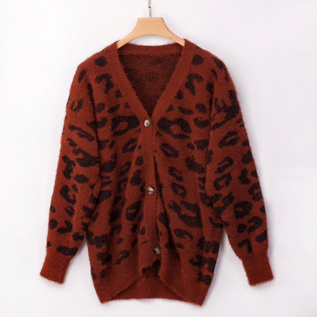 UrbanFur™ – Long Sleeve Leopard Knit Cardigan - enhanced image 5