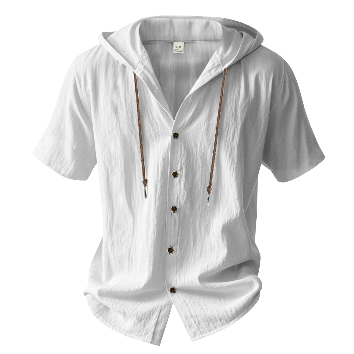 Loose Hooded Short-sleeved Shirt For Men - enhanced image 5