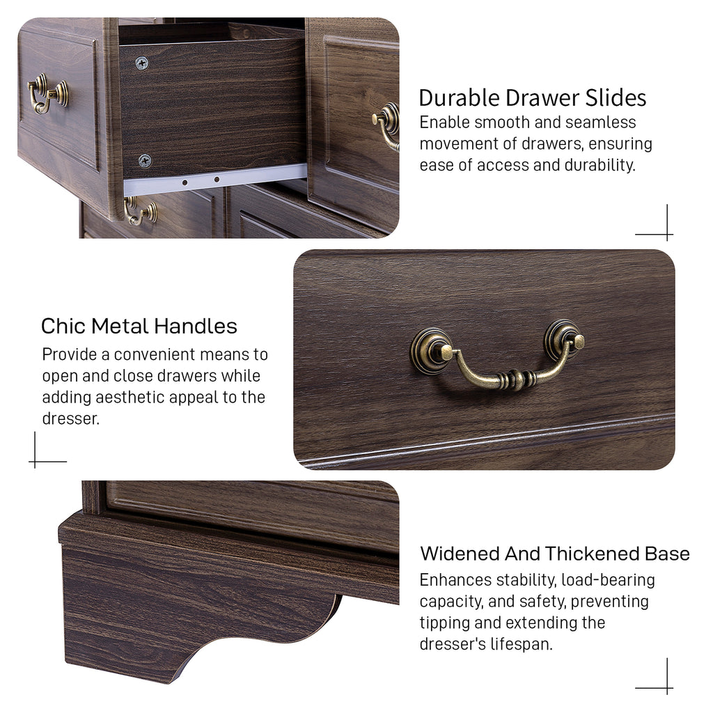 Lunelux™ – 7-Drawer Chest of Drawers (P2 MDF, Walnut Finish) - enhanced image 5