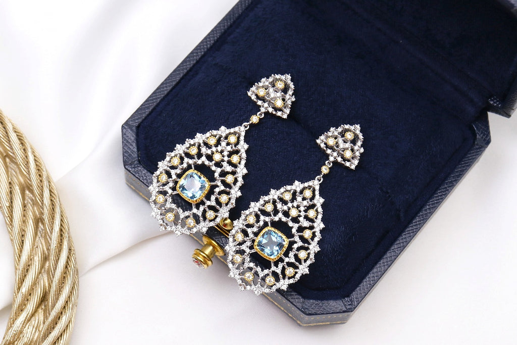 Luxury Custom 925 Silver Blue Luxury Earrings - enhanced image 5
