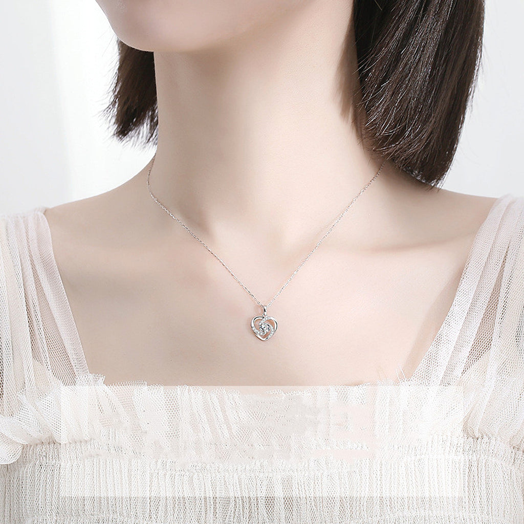 LuxeHeart™ – 18K Moissanite Platinum Heart Necklace - enhanced image 5