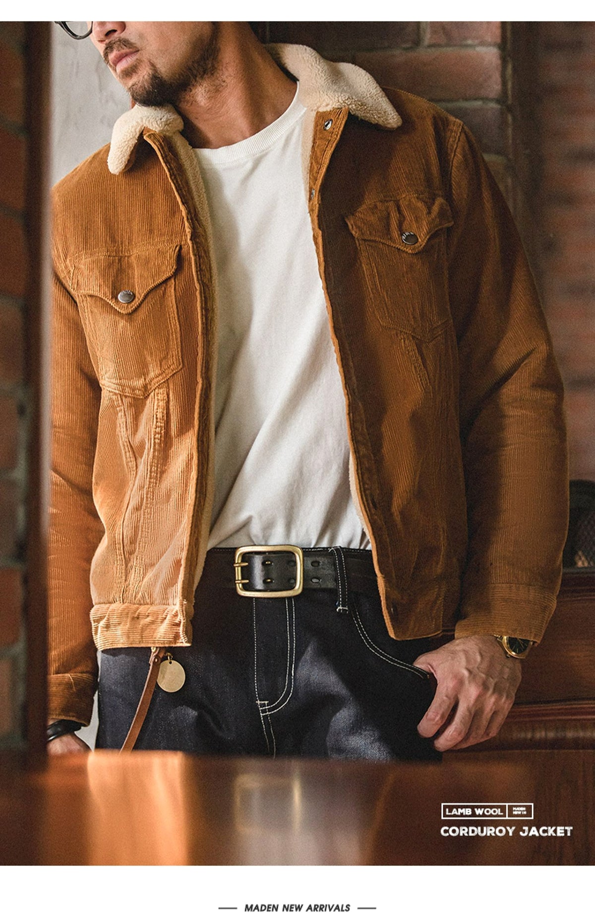 Men Retro Corduroy Lapel Jacket - enhanced image 5