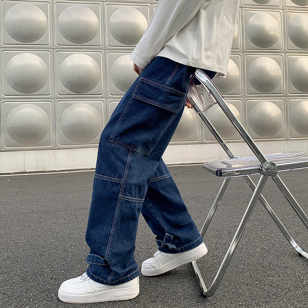Men Wide Leg Jeans Hip Hop Casual - enhanced image 5