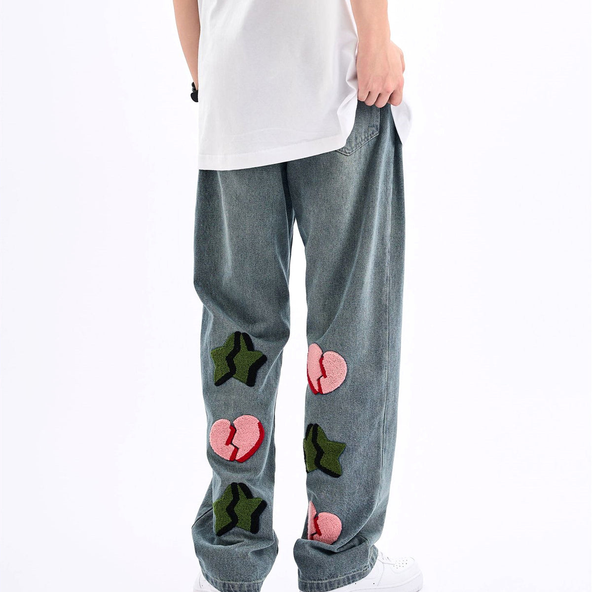 Men's Back Towel Embroidery Straight Jeans - enhanced image 5