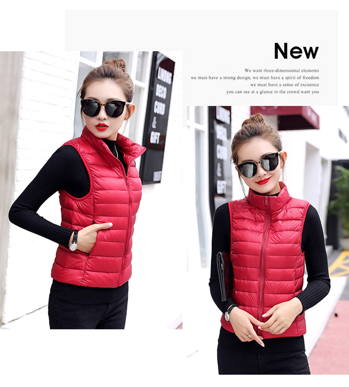 Men's And Women's Vest Coat Short Light Vest Stand Collar Top - enhanced image 5