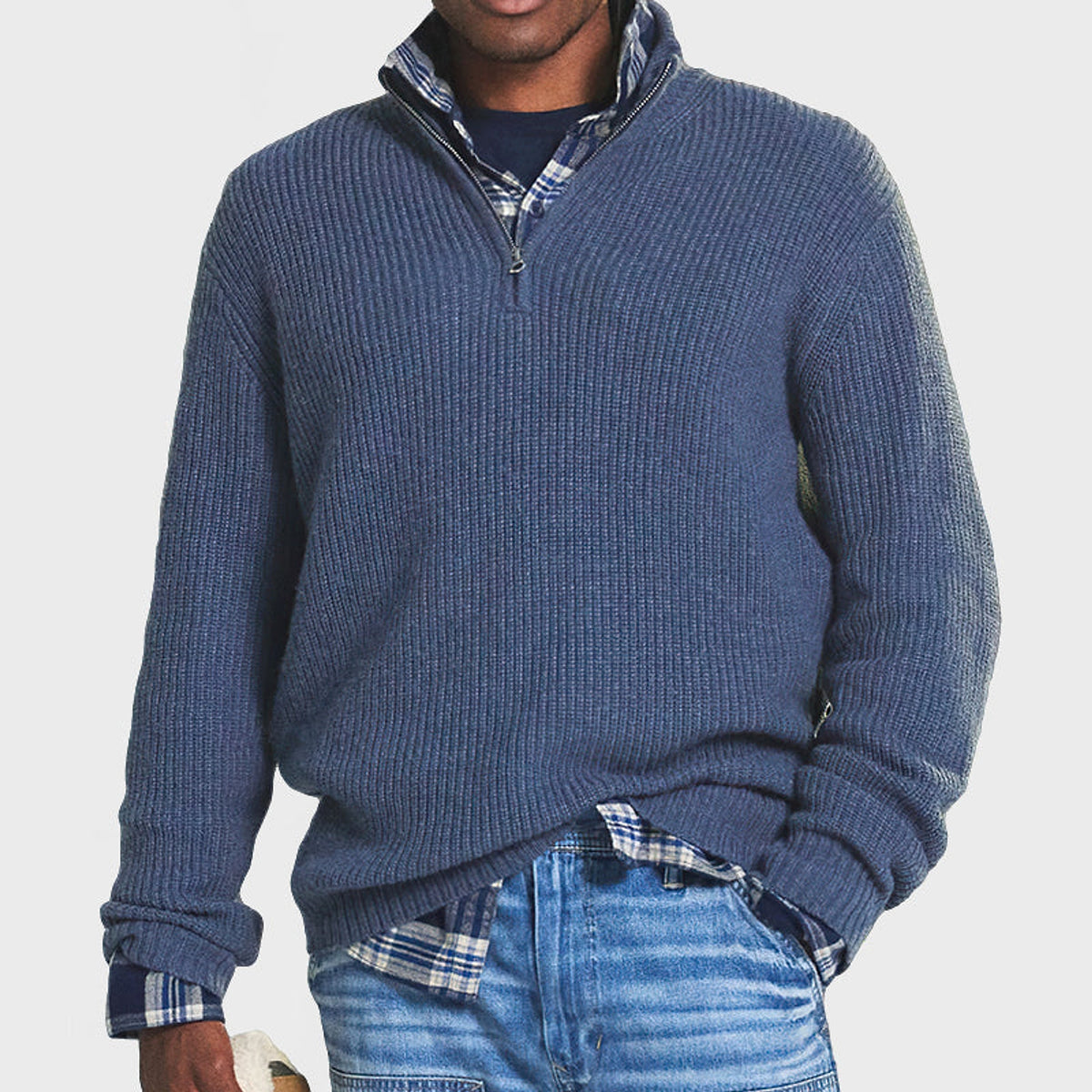 Men's Business Casual Loose Zip Stand Collar Sweater - enhanced image 5