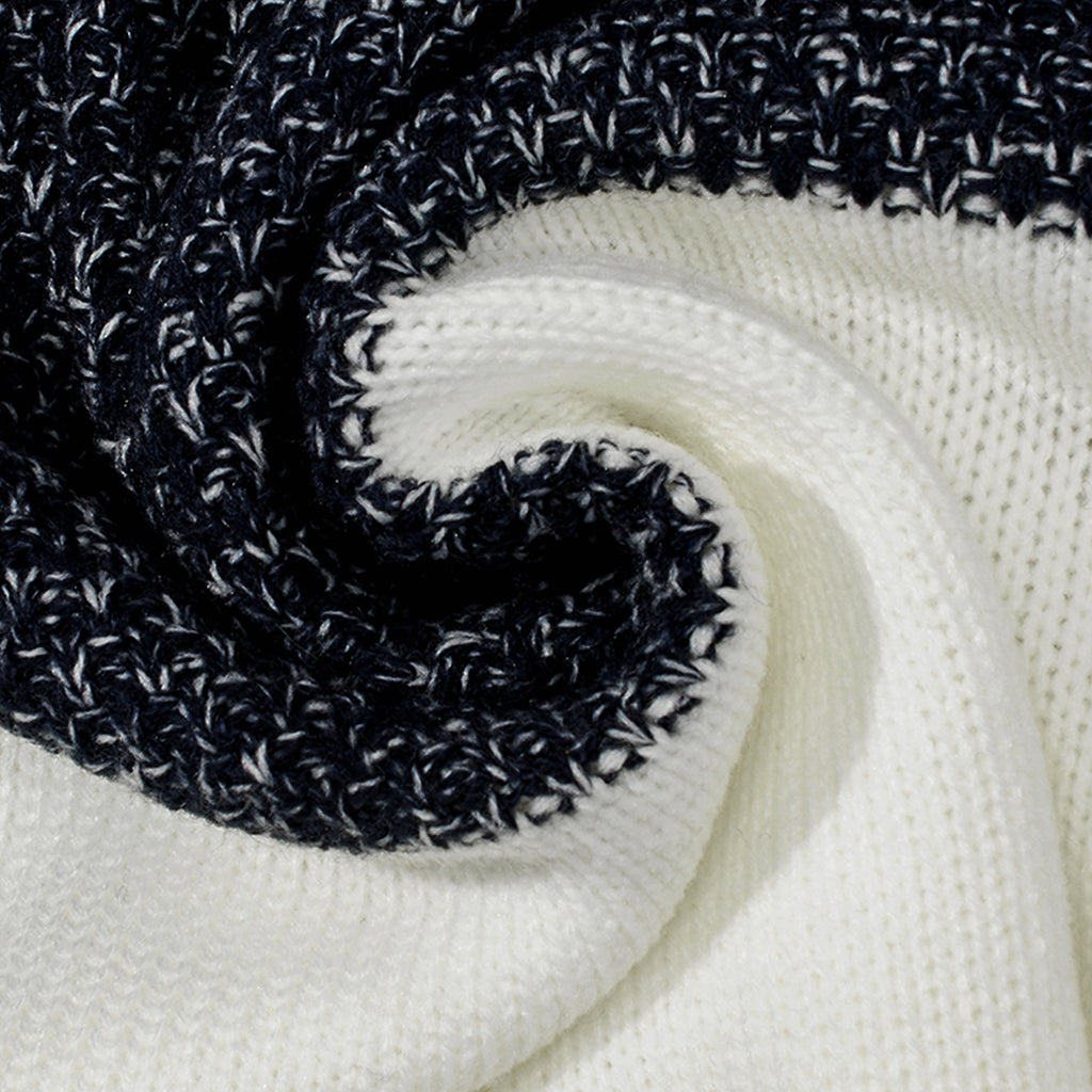 Men's Casual Color Block Long Sleeve Cable Knit Pullover Sweater - enhanced image 5