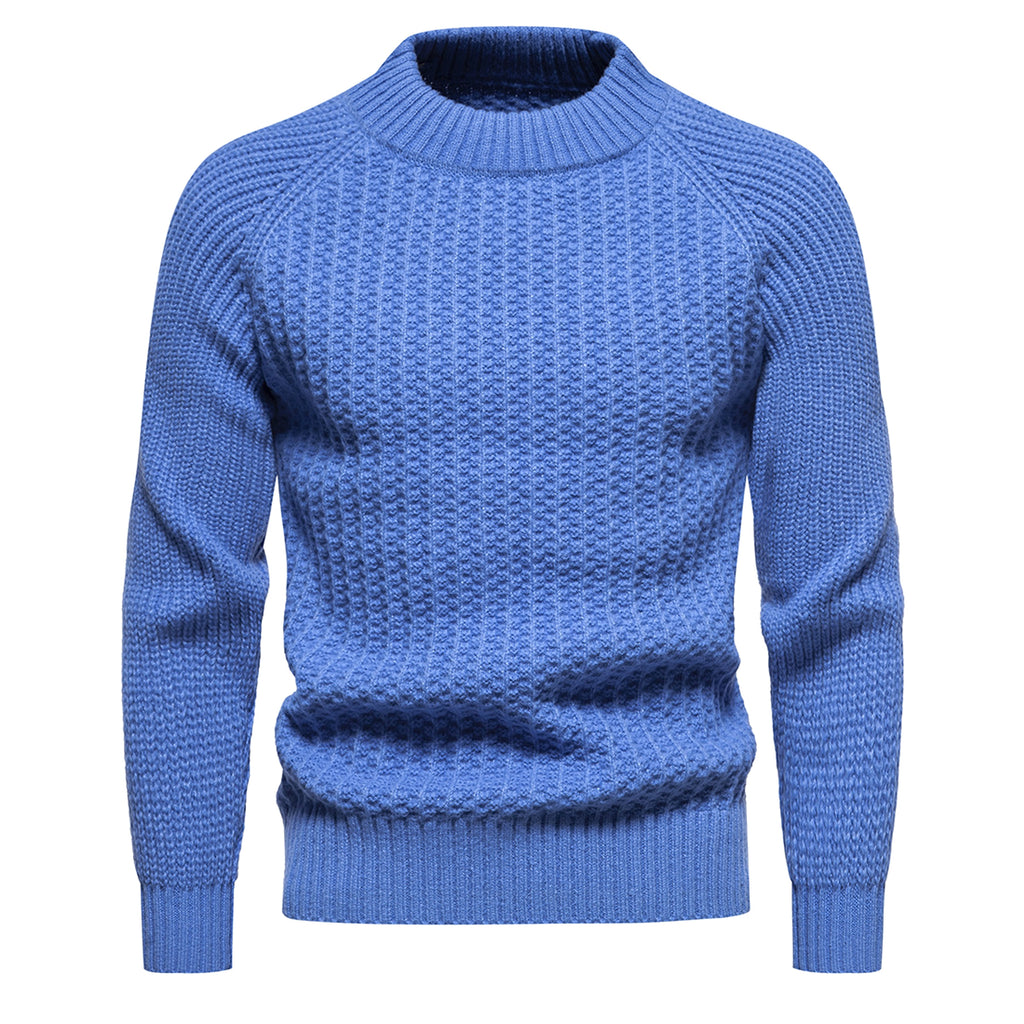 Men's Casual Loose Solid Color Round Neck Sweater - enhanced image 5