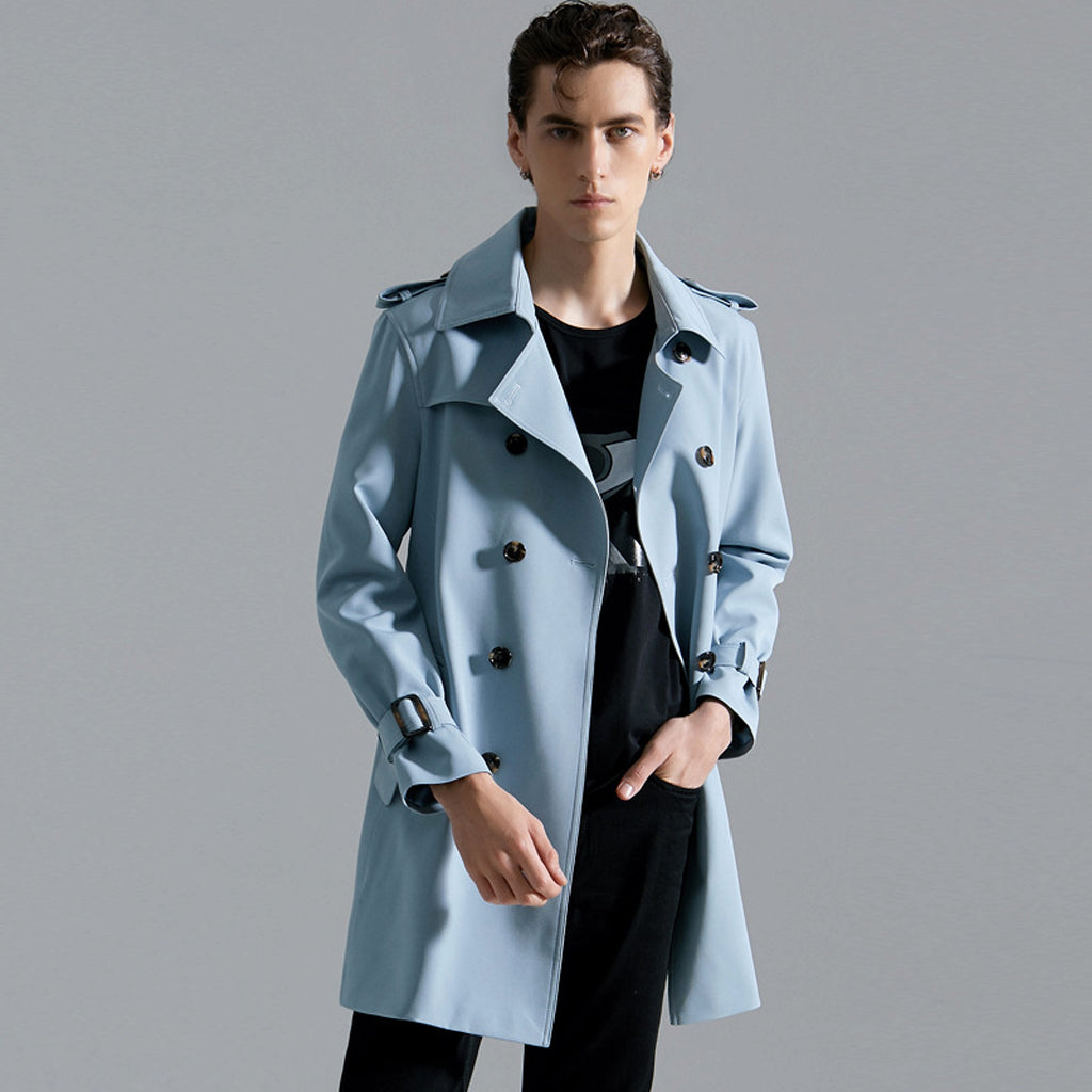 Men's Classic Double-breasted Trench Coat Long - enhanced image 5