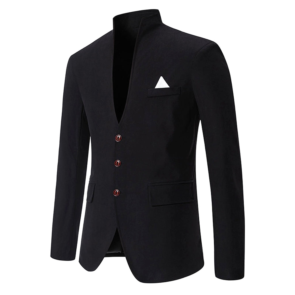 UrbanEdge™ – Color Stitching Mandarin Collar Blazer - enhanced image 5